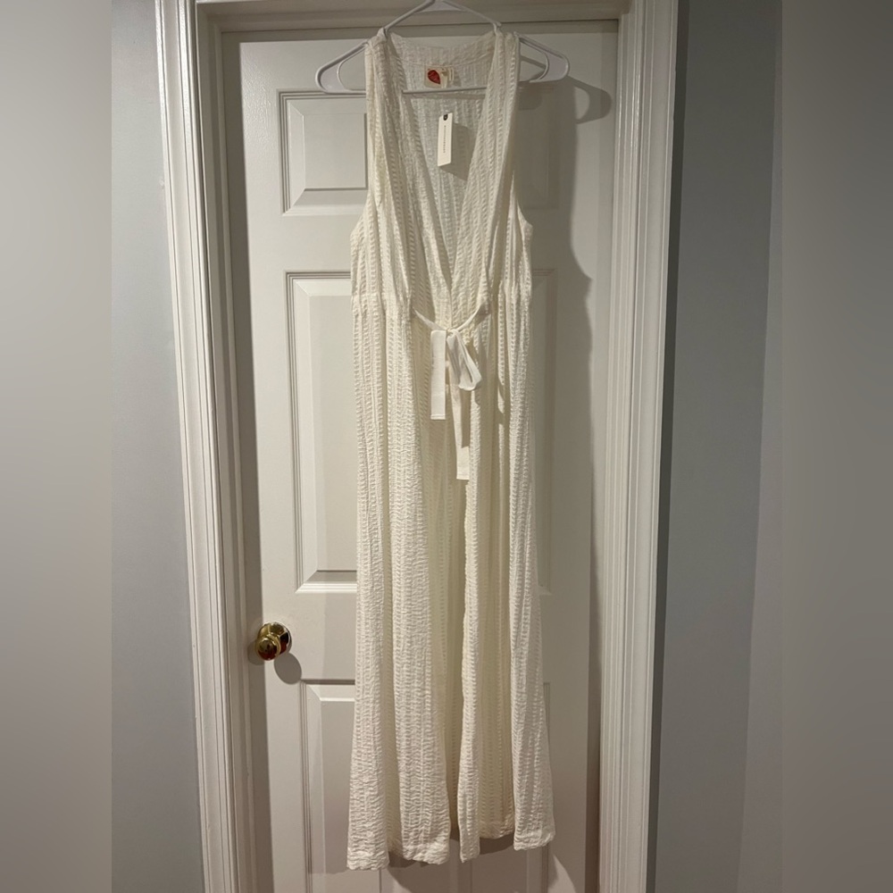 NWT Anthropologie white sleeveless dress with front closure